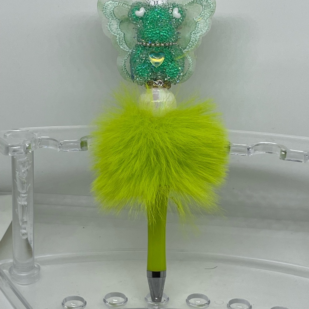 Green Fairy Bear Pen with Fluffy Top